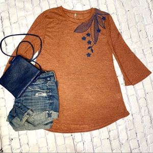 Rust embroidered blouse